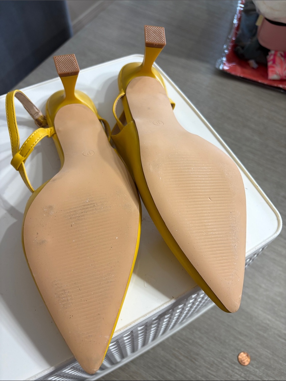 Yellow Pointed-Toe Slingback Heels - Yellow Women Shoes - Picture 4 of 5
